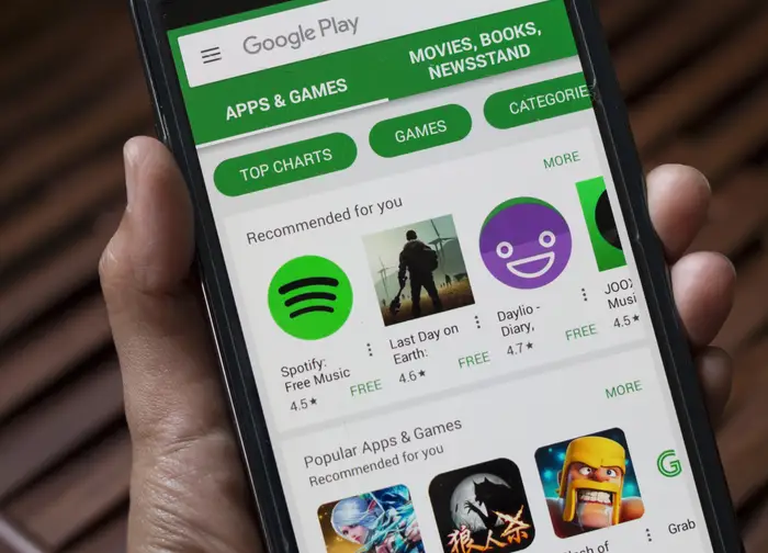 An image of the Google play store app. 